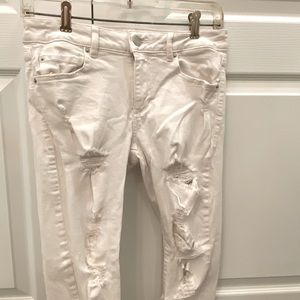 White Garage Low Rise Ripped Jeans